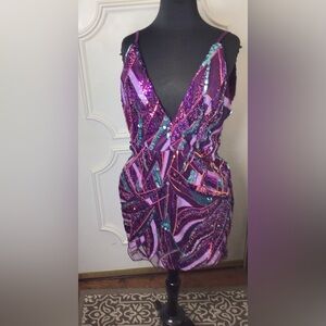 Purple Jewel Tone Sequin Prom Dress Size M NEW
